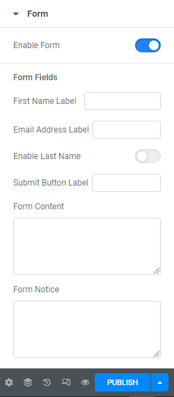 form settings